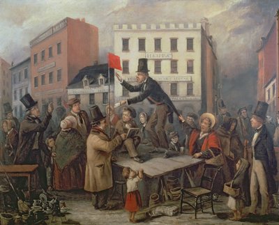 Veiling in Chatam Street, New York, 1843 door E. Didier